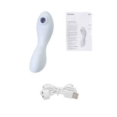 Вакуумный стимулятор клитора Satisfyer Curvy Trinity 5+, голубой